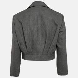 Louis Vuitton Black Patterned Wool Blend Waist Detail Zip-Up  Jacket M