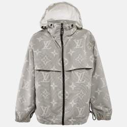 Louis Vuitton Grey Monogram Print Synthetic Hooded Zip-Up Parka Jacket M