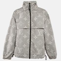 Louis Vuitton Grey Monogram Print Synthetic Hooded Zip-Up Parka Jacket M