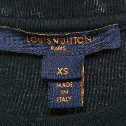 Pre Owned Louis Vuitton Black Cotton Lace Overlay Crew Neck T-Shirt XS