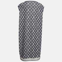 Louis Vuitton Blue Logo Jacquard Knit Sleeveless Short Dress XL