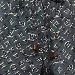 Louis Vuitton Grey Logo Print Silk Trousers S