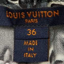 Louis Vuitton Grey Logo Print Silk Trousers S