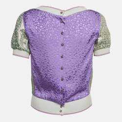Louis Vuitton Purple/Blue Brocade Silk Top S