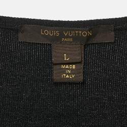 Louis Vuitton Black Wool Blend Knit Zip-Up Puff Sleeve Top L