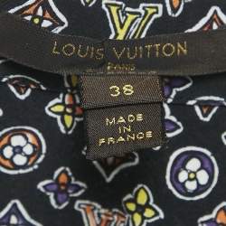 Louis Vuitton Black Monogram Print Chiffon Ruffled Mini Dress M