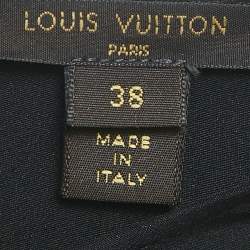 Louis Vuitton Black Silk Contrast Trim Detail Belted Midi Dress M