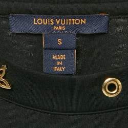 Louis Vuitton Black Jersey Logo Detail Neck T-Shirt S
