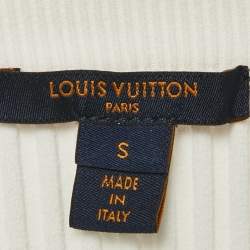 Louis Vuitton White Broderie Anglaise Trim Rib Knit Top S