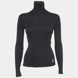 Louis Vuitton Black Rib Knit Turtleneck Pullover XS