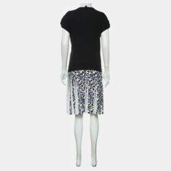 Louis Vuitton Black White & Blue Monogram Pleated Dress Size M
