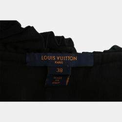 Louis Vuitton Black Silk Pleated Long Sleeve Dress FR Women 38