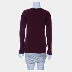 Louis Vuitton Burgundy Wool Printed Knit Cardigan sz M