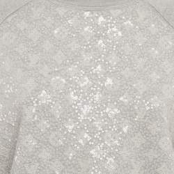 Louis Vuitton Grey Monogram Sequin Wool Blend T-Shirt S