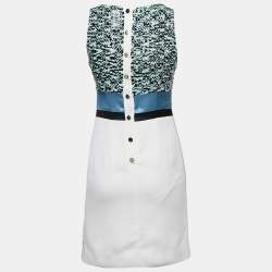 Louis Vuitton White Sequined Crepe Sleeveless Mini Dress S