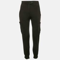 Louis Vuitton Black Monogram Trim Jersey Cargo Trousers S