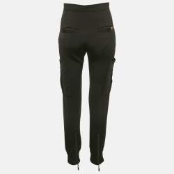 Louis Vuitton Black Monogram Trim Jersey Cargo Trousers S