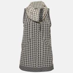 Louis Vuitton Black/Pink Patterned Crepe High Neck Top M