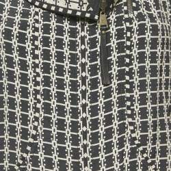 Louis Vuitton Black/Pink Patterned Crepe High Neck Top M