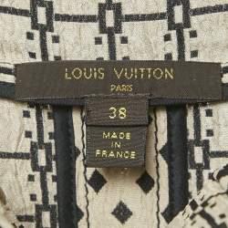 Louis Vuitton Black/Pink Patterned Crepe High Neck Top M
