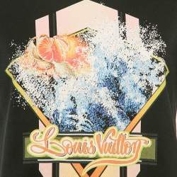 Pre Owned Louis Vuitton Black Printed Jersey Crew Neck T-Shirt XS