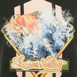 Pre Owned Louis Vuitton Black Printed Jersey Crew Neck T-Shirt XS