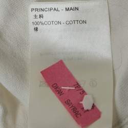 Pre Owned تي شيرت لوي فيتون أبيض بتفاصيل سلسلة مقاس صغير جداً - إكس سمول