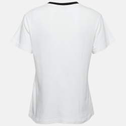 Pre Owned تي شيرت لوي فيتون أبيض بتفاصيل سلسلة مقاس صغير جداً - إكس سمول