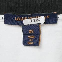 Pre Owned تي شيرت لوي فيتون أبيض بتفاصيل سلسلة مقاس صغير جداً - إكس سمول