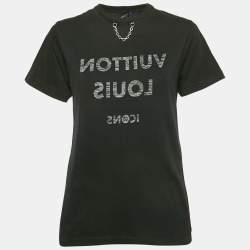 Pre Owned Louis Vuitton Black Logo Print Cotton T-Shirt S