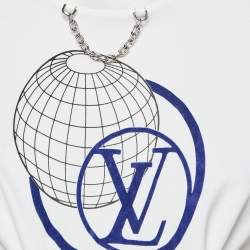 Pre Owned Louis Vuitton White LV Print Jersey Tie-Up Crop Top S