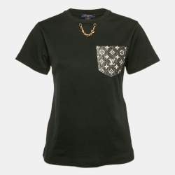 Pre Owned Louis Vuitton Black Jersey Monogram Pocket T-Shirt XS