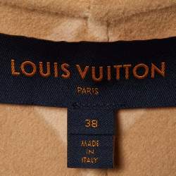 Louis Vuitton Beige Monogram Wool Double Face Hooded Wrap Coat M