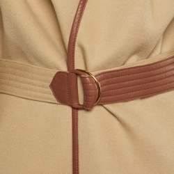 Louis Vuitton Beige Monogram Wool Double Face Hooded Wrap Coat M