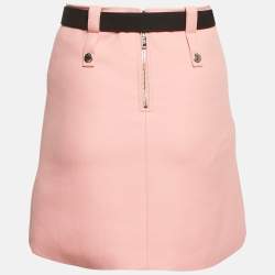 Louis Vuitton Pink Wool Belted Mini Skirt S