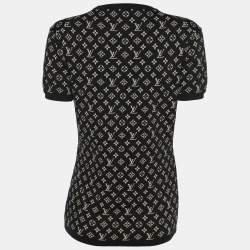 Louis Vuitton Black Monogram Jacquard Knit Crew Neck Half Sleeve T-Shirt S