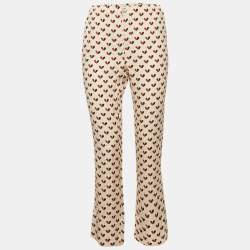 Louis Vuitton Cream Printed Satin Pants S