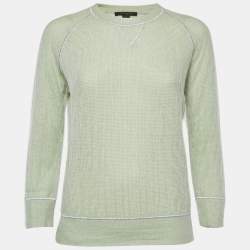 Louis Vuitton Green Lurex Knit Long Sleeve Pullover XS