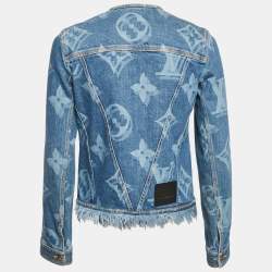 Pre Owned Louis Vuitton Blue Monogram Denim Round Neck Jacket S