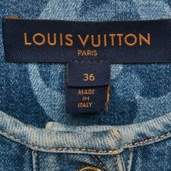 Pre Owned Louis Vuitton Blue Monogram Denim Round Neck Jacket S