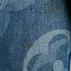 Pre Owned Louis Vuitton Blue Monogram Denim Round Neck Jacket S