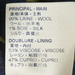Louis Vuitton Navy Blue Monogram Collar Wool Felt Belted Coat L