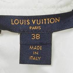 Louis Vuitton White Logo Dobby Cotton Ruffled Mini Dress M