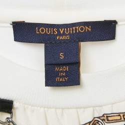 Louis Vuitton Cream All-over Print Silk and Cotton T-Shirt S