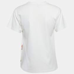 Louis Vuitton Cream All-over Print Silk and Cotton T-Shirt S