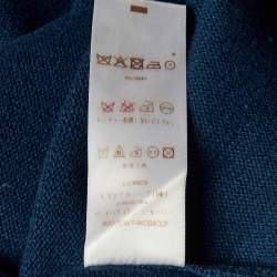 Louis Vuitton Blue Cashmere Knit Mink Collared Mini Dress L