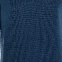 Louis Vuitton Blue Cashmere Knit Mink Collared Mini Dress L