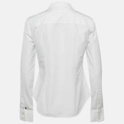 Louis Vuitton White Logo Embellished Cotton Button Front Shirt M
