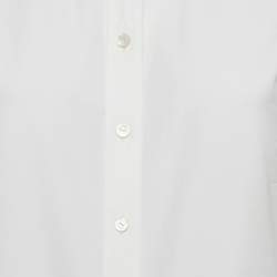 Louis Vuitton White Logo Embellished Cotton Button Front Shirt M