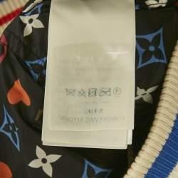 Pre Owned Louis Vuitton White/Black Monogram Nylon Reversible Bomber Jacket M